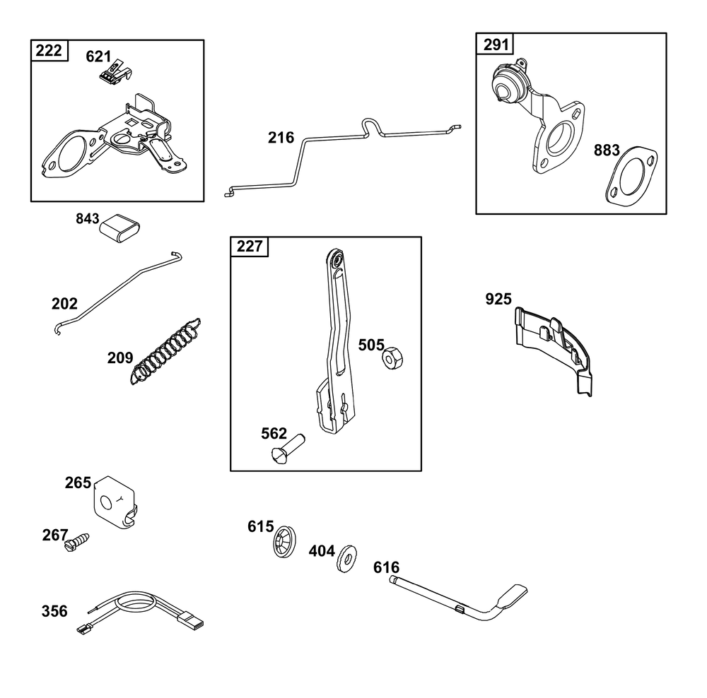 Controls Group Diagram and Parts List for 100802-0148-H5 100000 - 19Z999 Briggs and Stratton Engine